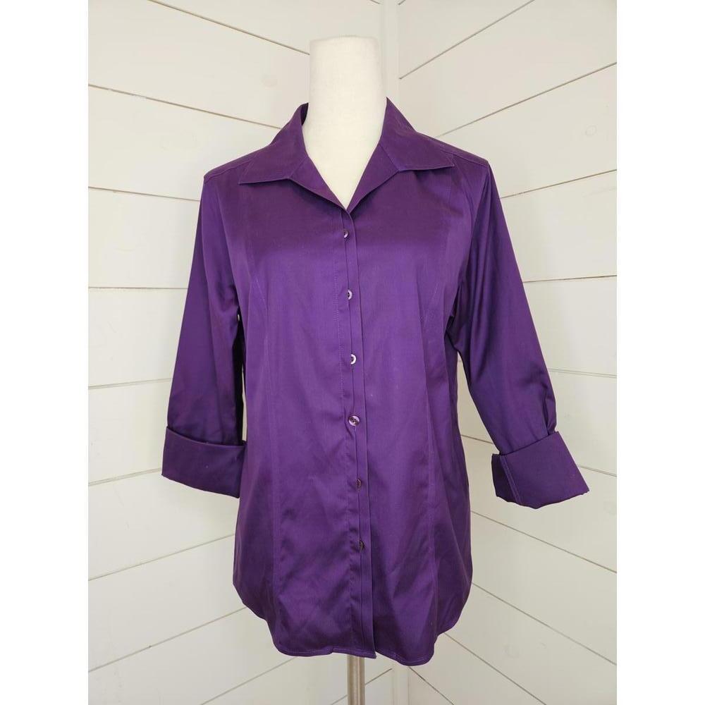 Chico's medium (size 1) purple button down cotton shirt
